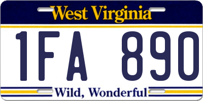WV license plate 1FA890