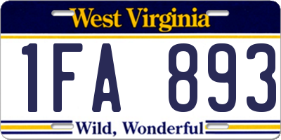 WV license plate 1FA893