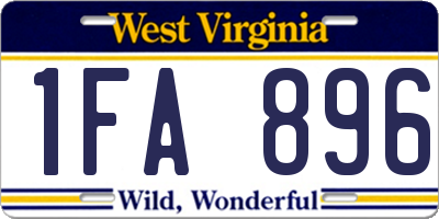 WV license plate 1FA896
