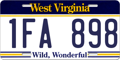 WV license plate 1FA898