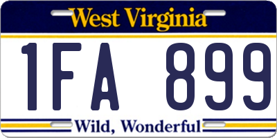 WV license plate 1FA899