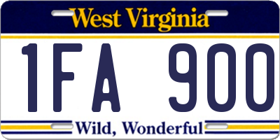 WV license plate 1FA900