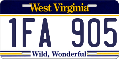 WV license plate 1FA905