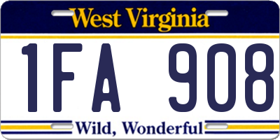 WV license plate 1FA908