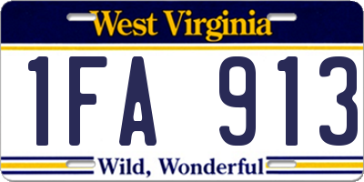 WV license plate 1FA913