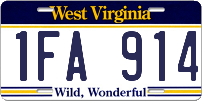 WV license plate 1FA914
