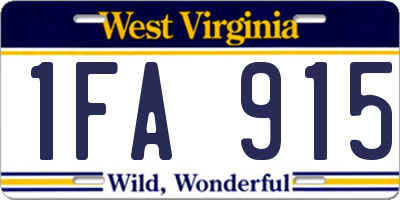 WV license plate 1FA915