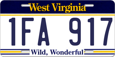 WV license plate 1FA917