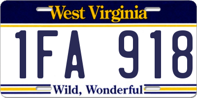 WV license plate 1FA918