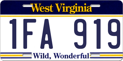 WV license plate 1FA919