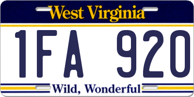 WV license plate 1FA920