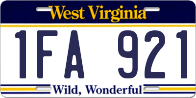 WV license plate 1FA921