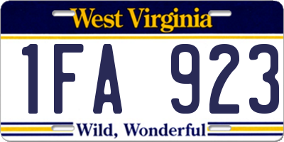 WV license plate 1FA923