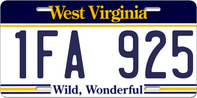WV license plate 1FA925