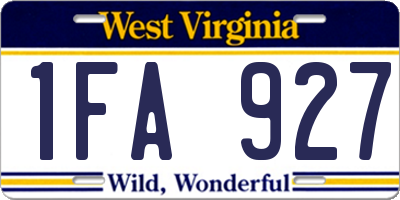 WV license plate 1FA927