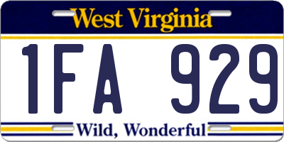 WV license plate 1FA929