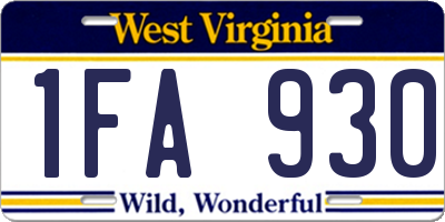 WV license plate 1FA930