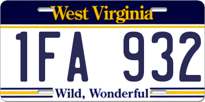 WV license plate 1FA932