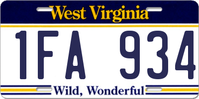 WV license plate 1FA934