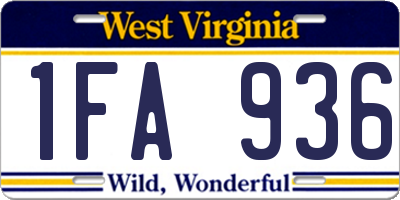 WV license plate 1FA936
