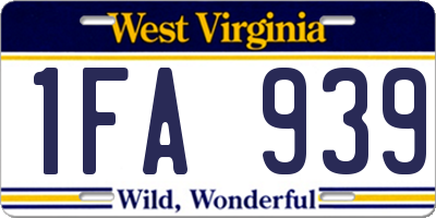 WV license plate 1FA939