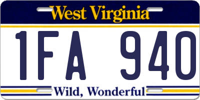 WV license plate 1FA940