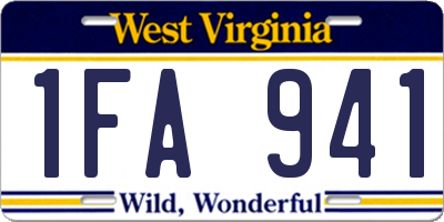 WV license plate 1FA941