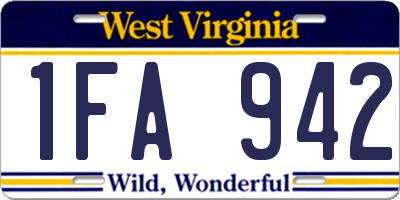 WV license plate 1FA942