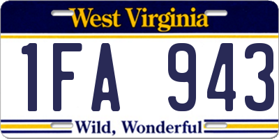 WV license plate 1FA943