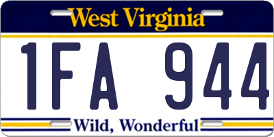 WV license plate 1FA944
