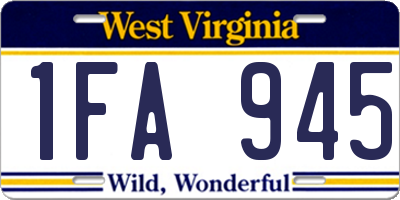 WV license plate 1FA945