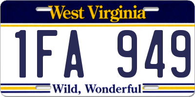 WV license plate 1FA949