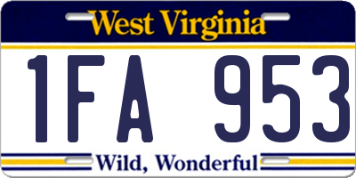 WV license plate 1FA953