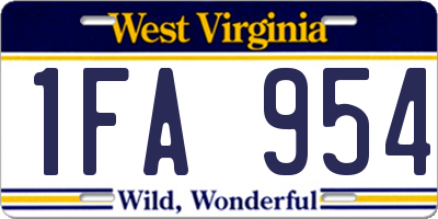 WV license plate 1FA954