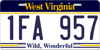 WV license plate 1FA957