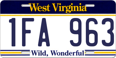 WV license plate 1FA963