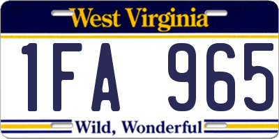 WV license plate 1FA965