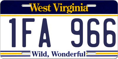 WV license plate 1FA966