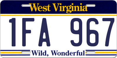 WV license plate 1FA967
