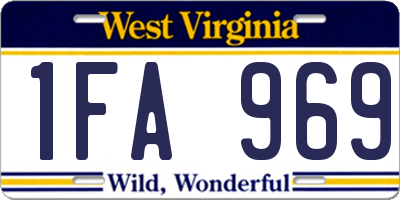WV license plate 1FA969