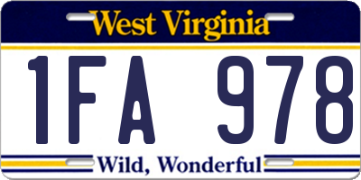 WV license plate 1FA978