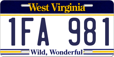 WV license plate 1FA981