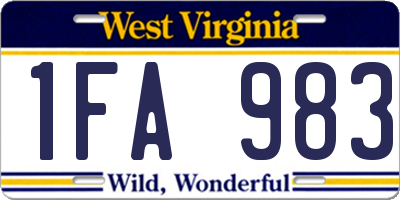 WV license plate 1FA983