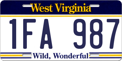 WV license plate 1FA987