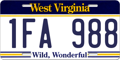 WV license plate 1FA988