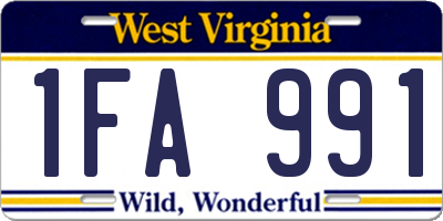 WV license plate 1FA991