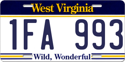 WV license plate 1FA993