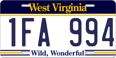 WV license plate 1FA994