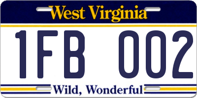 WV license plate 1FB002