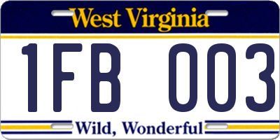 WV license plate 1FB003